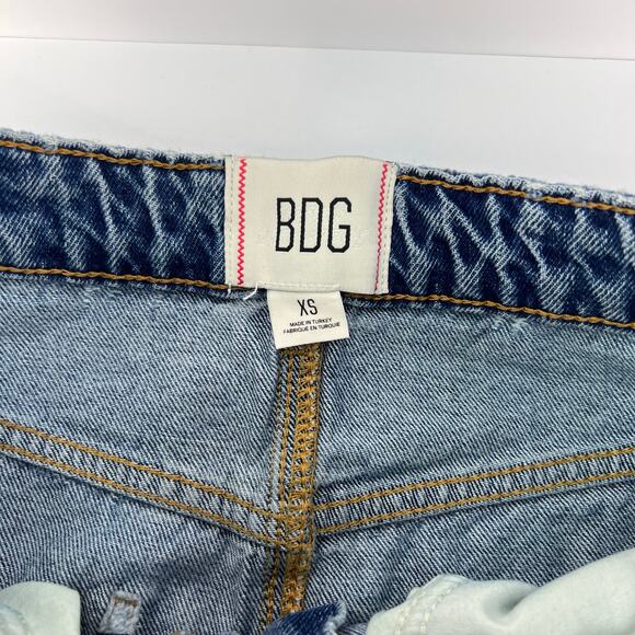 BDG XS Mandi A-Line High Front Slit Distressed Raw Hem Blue Denim Maxi Skirt - Picture 9 of 12